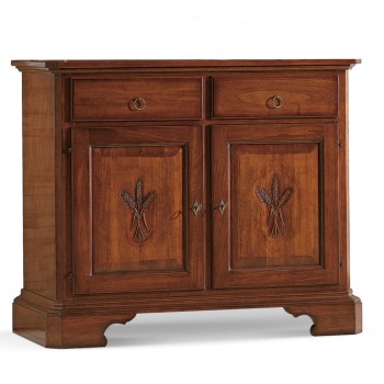 Credenza intagliata 2 ante 2 cassetti, dettaglio delle spighe