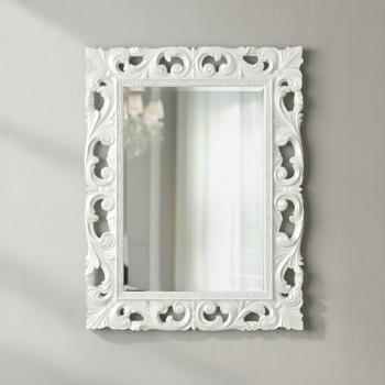 Specchiera bianco lucido con cornice barocca lavorata