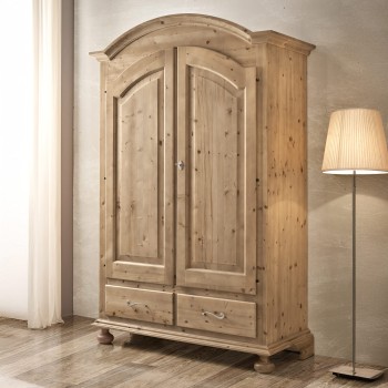 Armadio in legno massello di abete con 2 ante e 2 cassetti