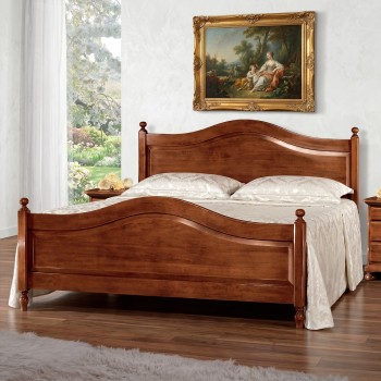Letto classico matrimoniale in legno massello, bugne diamantate