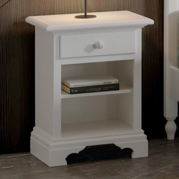 Comodino vano a giorno con cassetto in legno