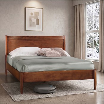 Letto classico in legno con giroletto basso e testata liscia
