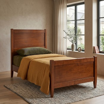 Letto a una piazza classico con testata e pediera in legno