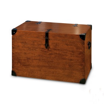 Baule classico in legno con inserti in metallo