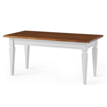 Tavolino 100x48, dettaglio gambe a spillo, legno pioppo