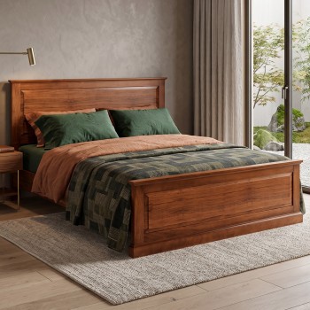 Letto matrimoniale in massello con testata decorativa