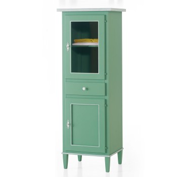 Vetrinetta 2 ante 1 cassetto, colore verde, legno massello