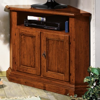 Angolo porta TV 2 ante, dettaglio legno massello
