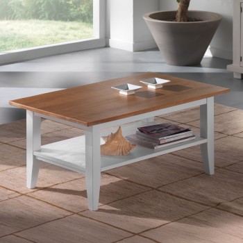Tavolino rettangolare con pianetto in legno vista sopra