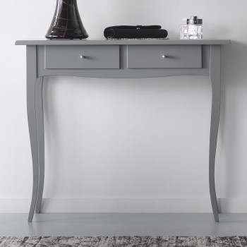 Consolle rettangolare gambe sagomate 2 cassetti grigio