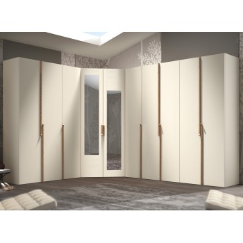 Armadio angolare componibile in legno, con maniglie