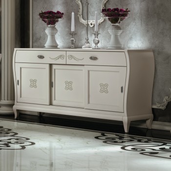Credenza a 3 ante con 2 cassetti, decorazioni in rilievo