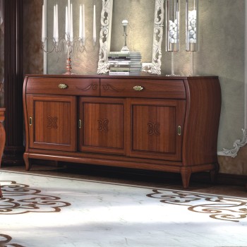 Credenza 3 ante 2 cassetti con rilievi decorativi