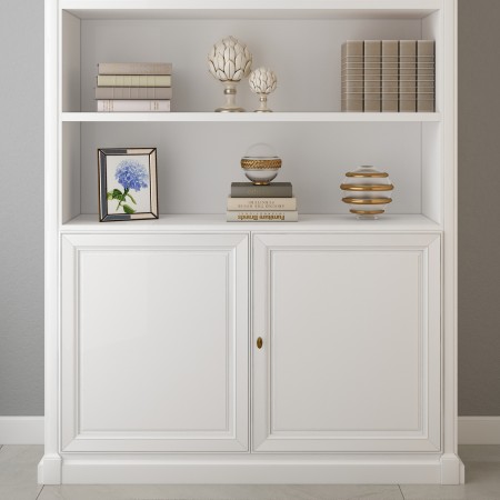 Libreria in legno con due porte