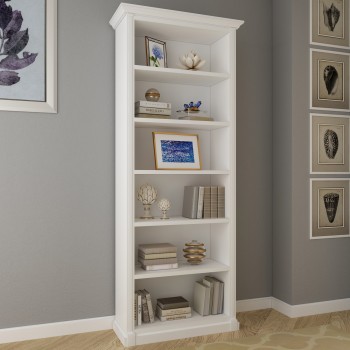 Libreria in legno su misura bianca con decorazioni