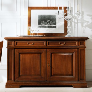 Credenza 2 ante in legno massello con cornici sagomate