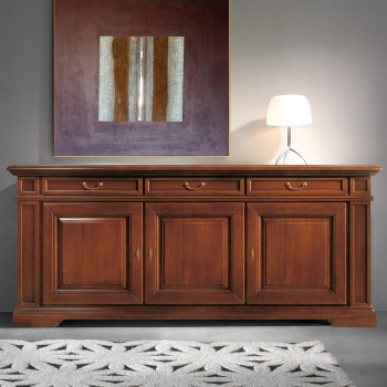 Credenza tre ante con bugne, dettaglio frontale