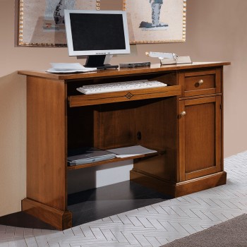 Scrivania porta computer con tiretto estraibile in legno