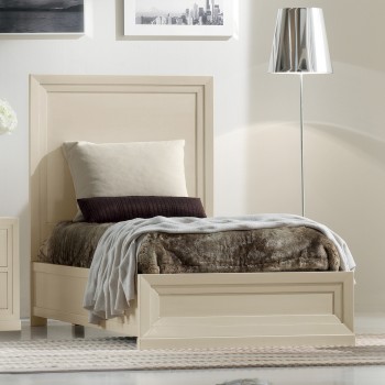 Letto 1 piazza con testata ecopelle e rete contenitore
