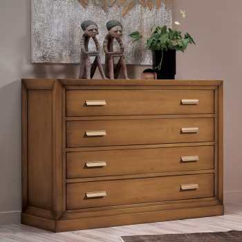 Comò con 4 cassetti contemporaneo in legno noce