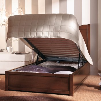Letto 1 piazza e mezza con rete contenitore aperto