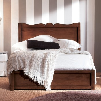 Letto una piazza e mezza classico, dettagli legno noce