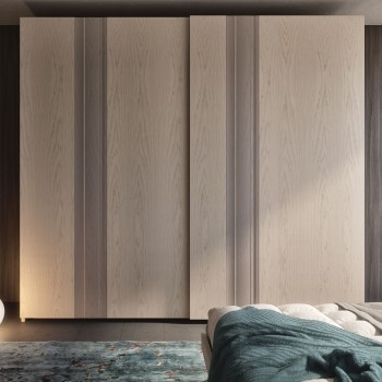 Armadio con ante in legno di frassino, dettagli del design