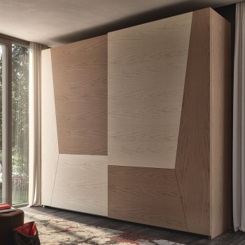 Armadio ante scorrevoli legno frassino design moderno