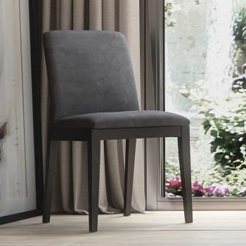 Sedia in legno Antares, microfibra grigio scuro, moderno