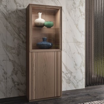 Vetrina Palmanova, design in frassino con ante vetro