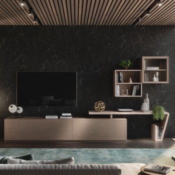 Mobile per soggiorno Nova 4, design moderno, legno frassino