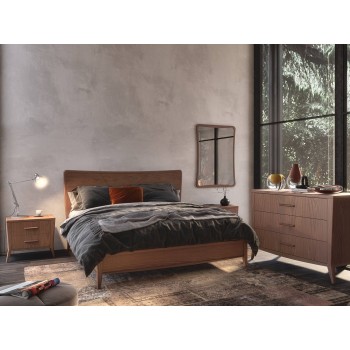 Camera da letto Nova Luna, dettaglio letto con testata imbottita