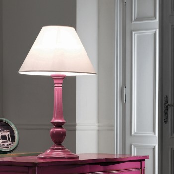 Lampada diametro 40 con paralume bianco, finitura rosa francese