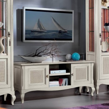 Porta tv provenzale 2 ante scorrevoli laccato, dettaglio delle gambe