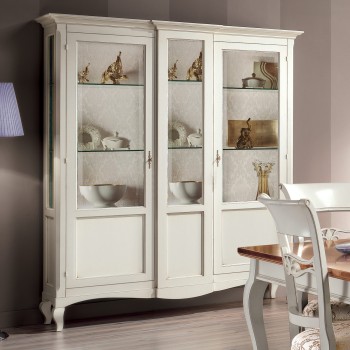 Vetrina 2 porte con serratura, dettagli gambe curvate