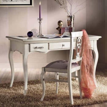 Scrivania 3 cassetti shabby chic con dettagli della maniglia