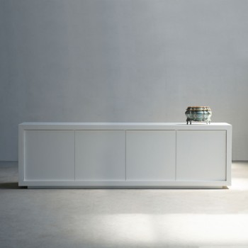 Madia 4 ante laccata bianco opaco, dettaglio minimale