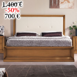 Letto con testata in ecopelle e struttura in noce classico