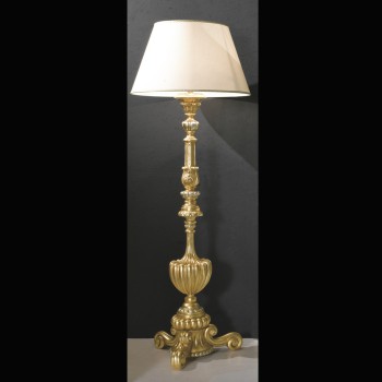 Lampada foglia oro dettagli argento con paralume avorio