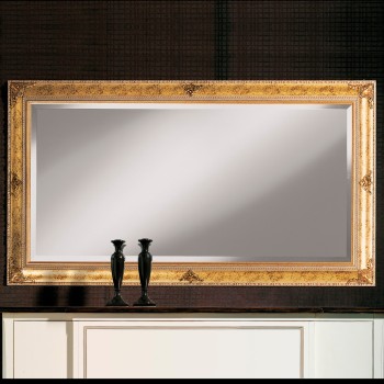 Specchiera in foglia oro con cornice intagliata, orizzontale