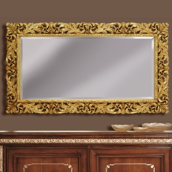 Specchiera barocca in foglia oro con cornice dettagliata