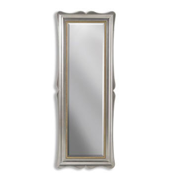 Specchiera in foglia argento con dettagli oro, misura 70x185 cm