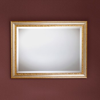Specchiera in foglia oro e argento con cornice dettagliata