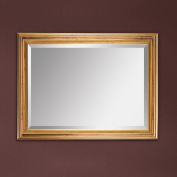 Specchiera classica foglia oro rettangolare bisellata