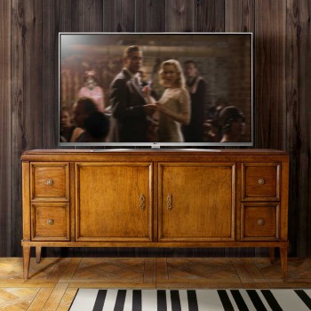 Porta TV con 2 ante e 4 cassetti in legno massello