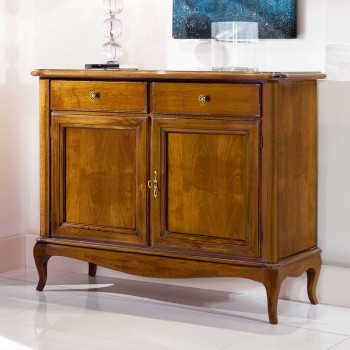 Credenza 2 ante e 2 cassetti, dettaglio legno noce tanganika