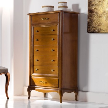 Cassettone con 7 cassetti, dettaglio del design a sciabola