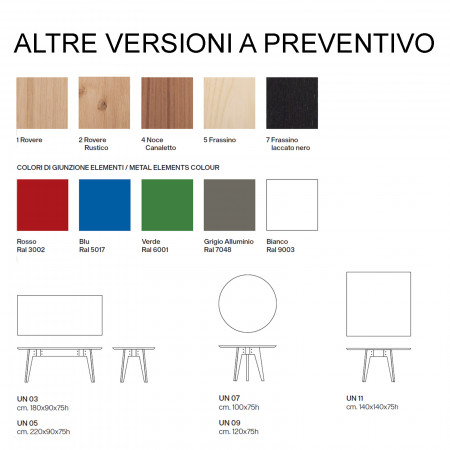 Tavolo Uno rettangolare in rovere con piano in laminato