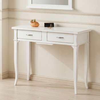 Consolle shabby chic con cassetti e gambe sagomate