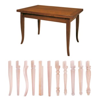 Tavolo a tiro con fascia allungabile 130x85 a 210x85, dettaglio gambe
